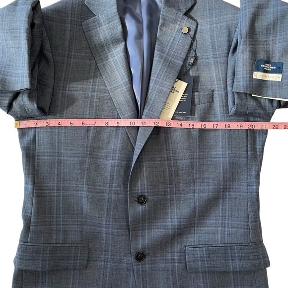 Hart Schaffner Marx 2 Piece Suit Mens 40L 34W Blue Wool Plaid Chicago Fit  $795 - Picture 7 of 16